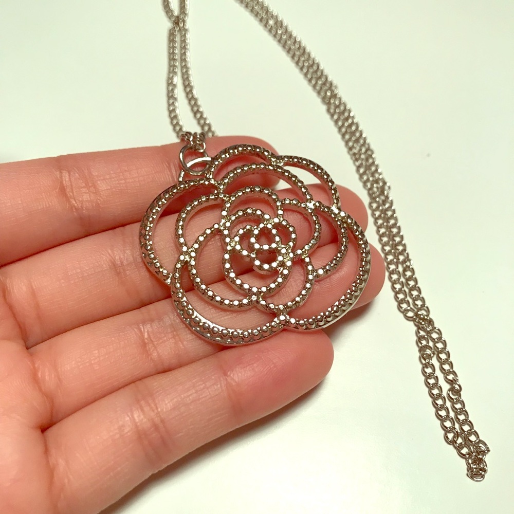 Silver Rose Necklace